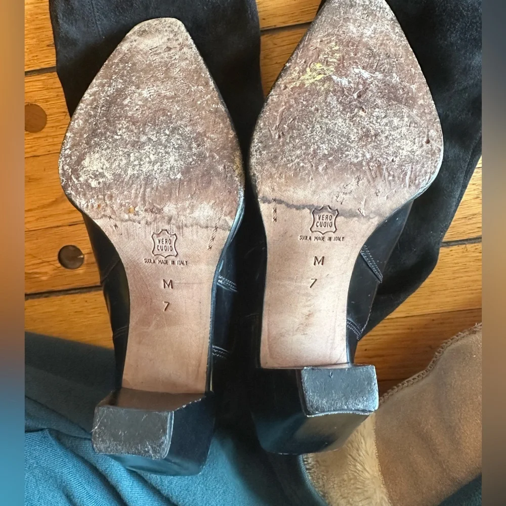 Donald Pliner Black suede & leather Over-the-Knee Women's Boots size 7 - Picture 4 of 8